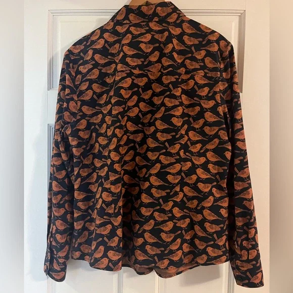 Boden Black and Orange Bird Print Blouse - Picture 2 of 8